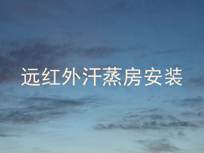 远红外汗蒸房安装